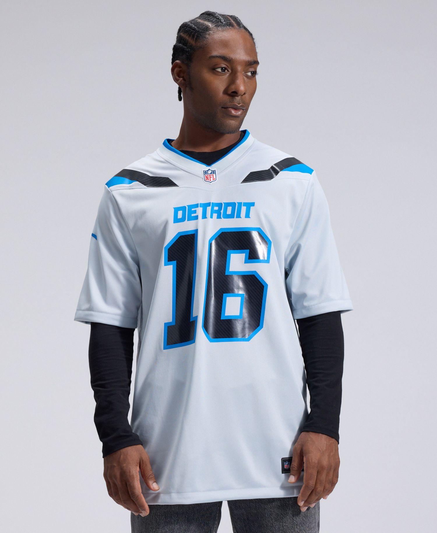 Men's Jared Goff Silver Detroit Lions 2026 Rivalries Collection Game Jersey