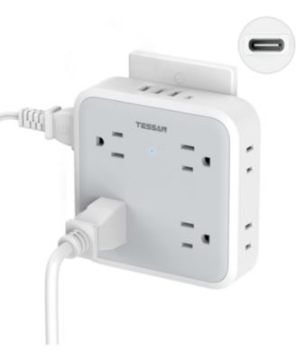 Wall Outlet Extender with 8 AC Outlets and 4 USB Ports