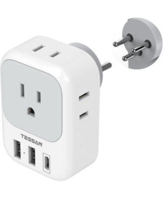 Type H Four AC Outlets and USB Ports Travel Adapter