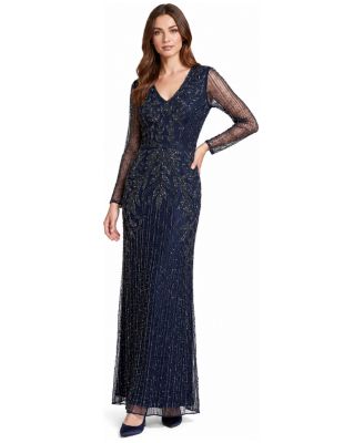 Women's Long Sleeve Beaded Gown
