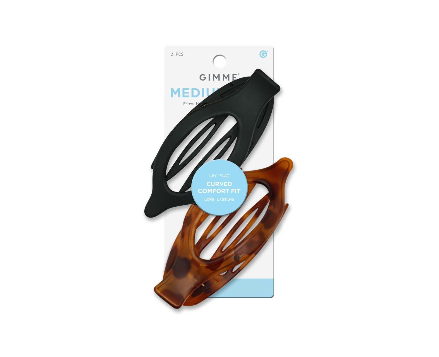 Lay Flat Curved Comfort Clip - Designed for Driving and the Headrest - Hair Accessory for All Hair Types- (2 Pack)