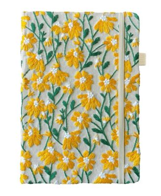 Hardcover Lay Flat A5 Lined Journal Embroidered Daisy Flowers For Women