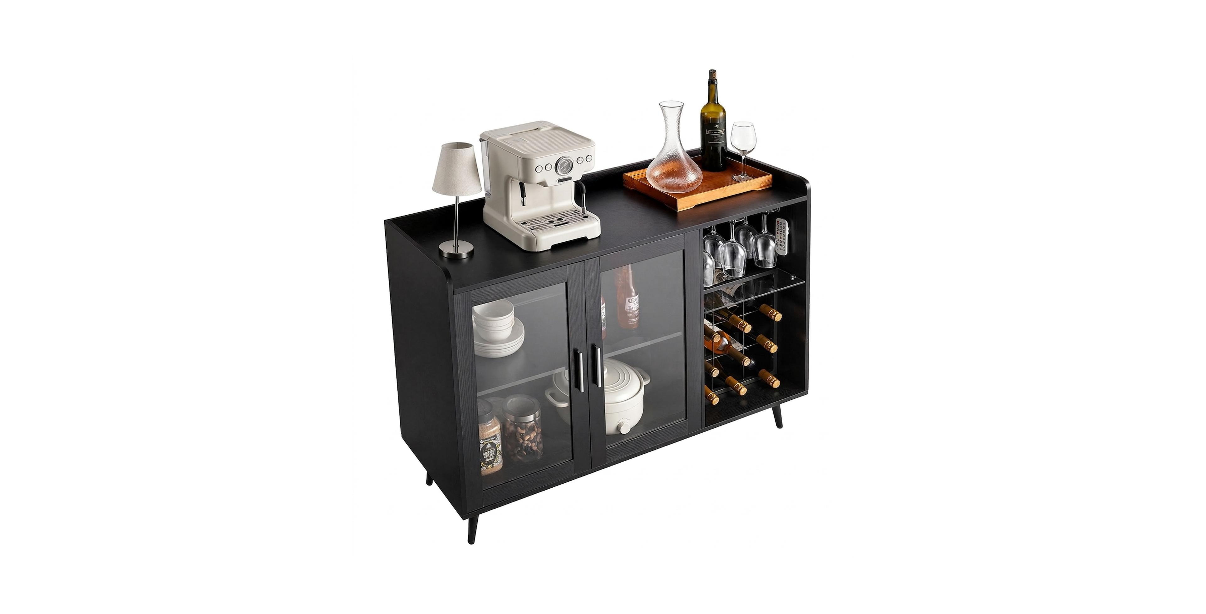 Gouun 47.2 in Wine Cabinet with 9 Bottle Racks and Adjustable Led Lighting