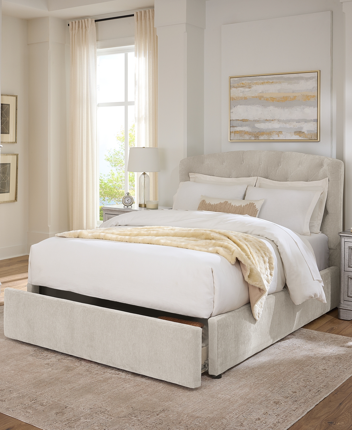 Margaux King Upholstered Button-Tufted Storage Bed, Created for Macy's