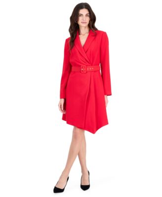 Women's Asymmetrical Belted Coatdress