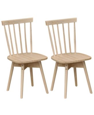 Set of 2 Mid-Century Rubber Wood Dining Chairs with 360degree(s) Swivel Seat