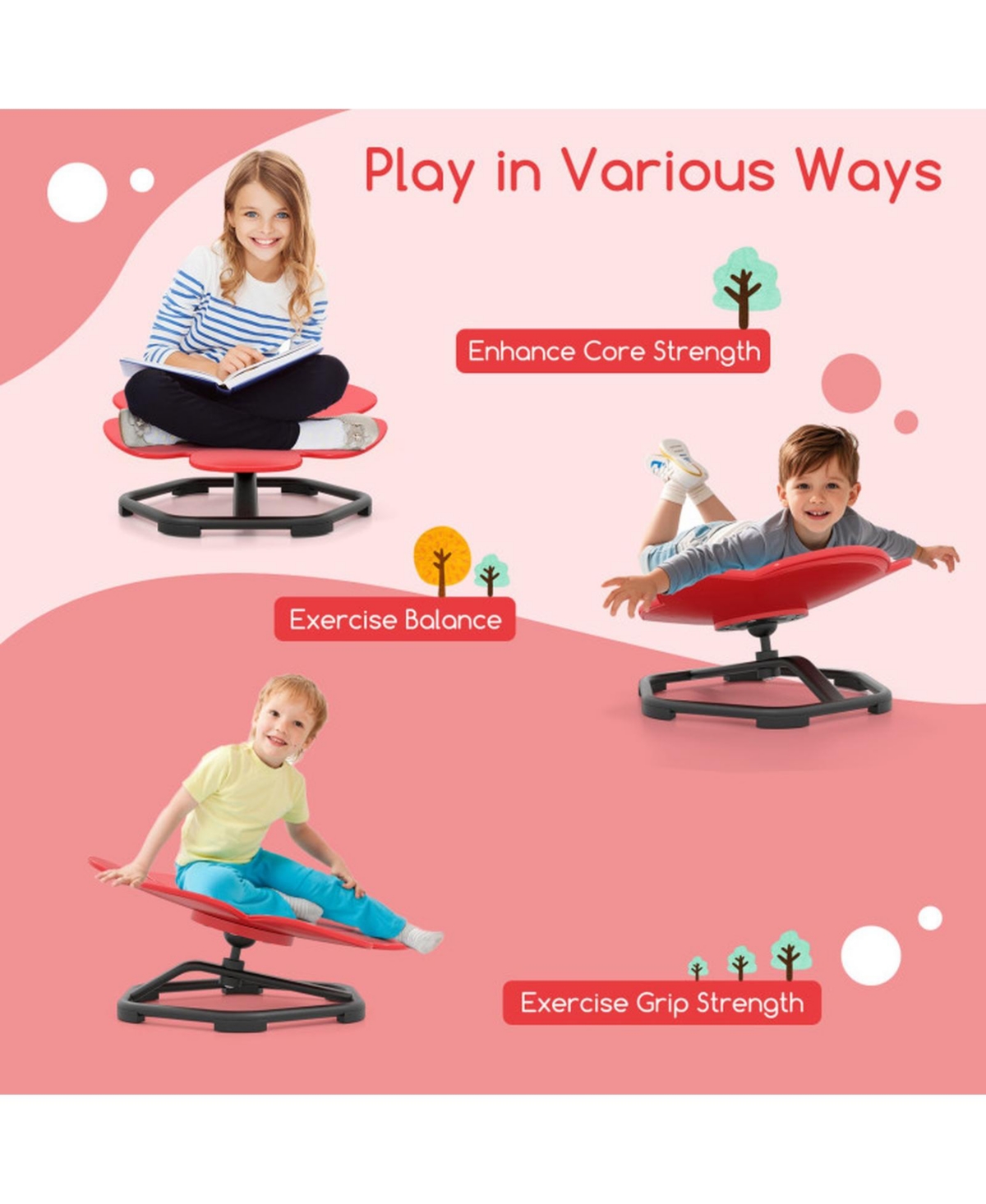 Sugift Kids Sensory Swivel Chair Elephant Petal 360 Spinning Chair