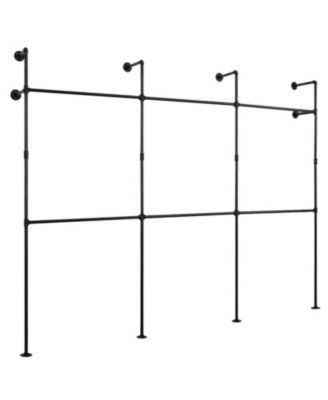 Wall Mounted Pipe Clothing Rack with 6 Hanging Rods