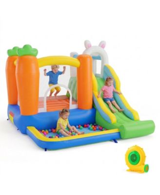 Kids Bounce House with Climbing Wall, Slide & Ball Pit, 370W Blower, Ages 3-12