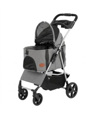Compact 3-in-1 Pet Stroller Featuring a Detachable Carrier