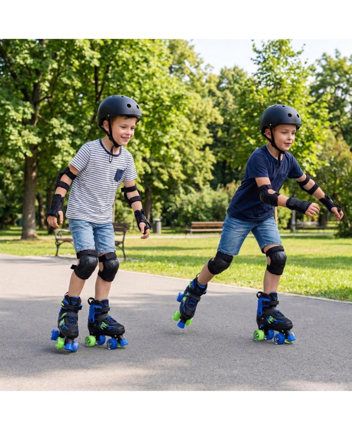 Hongge Adjustable Light-Up Wheels Quad Skates, Ages 7-9