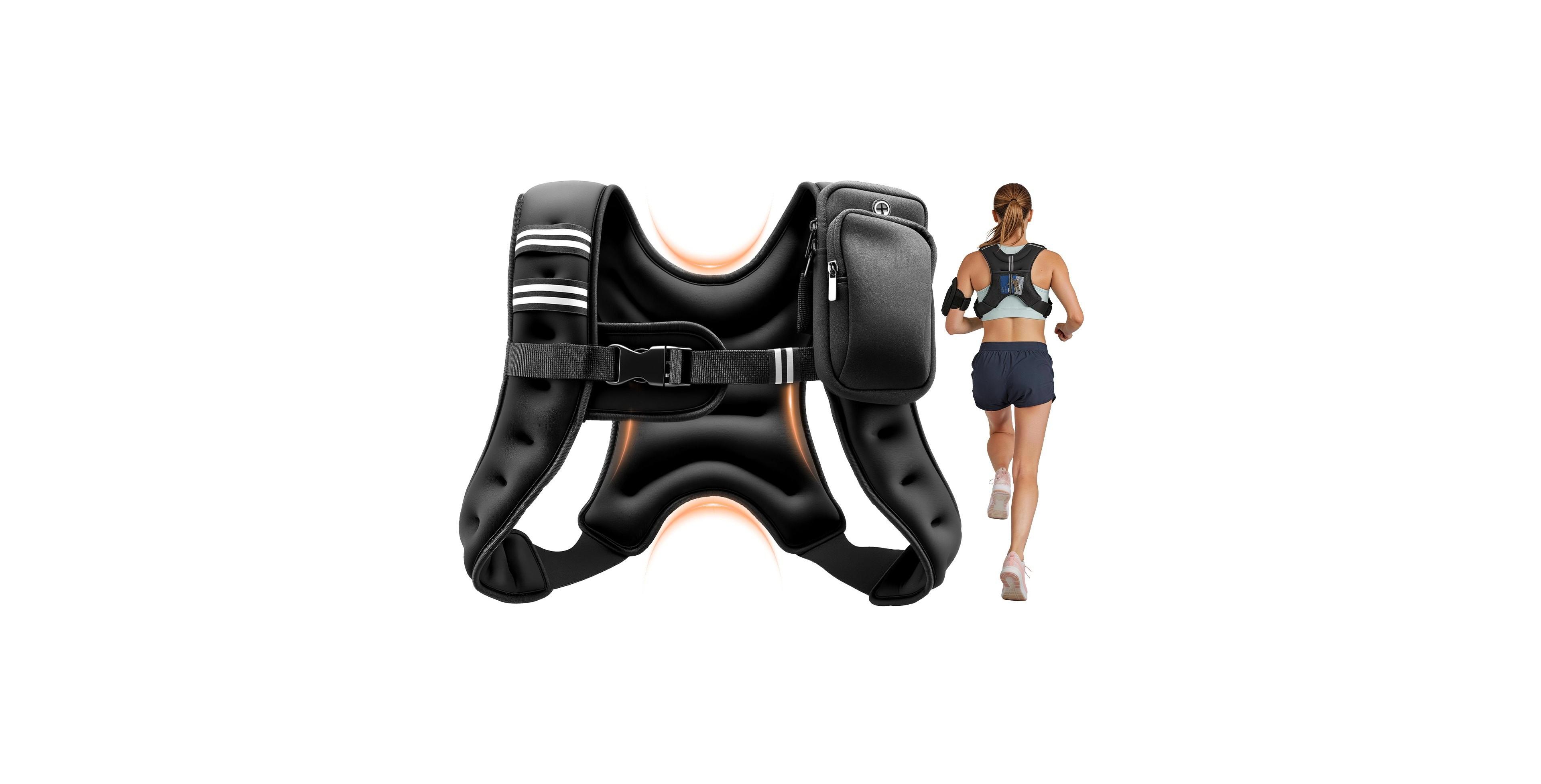 Hongge 10 lb Weighted Vest with Iron Sand Fill Reflective Stripe and Adjustable Buckle for Running and Training