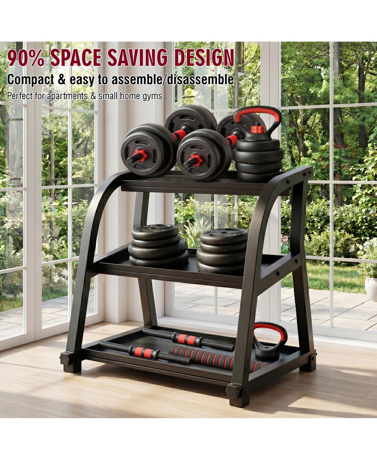 Zeny 66LB Adjustable Dumbbell Set, 4-in-1 Convertible Weights, Dumbbells, Barbell, Kettlebells for Home Gym Workouts