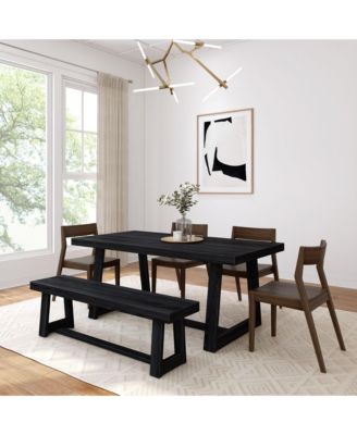7 inch Classic Solid Wood Dining Table Set with Bench and 4 chairs