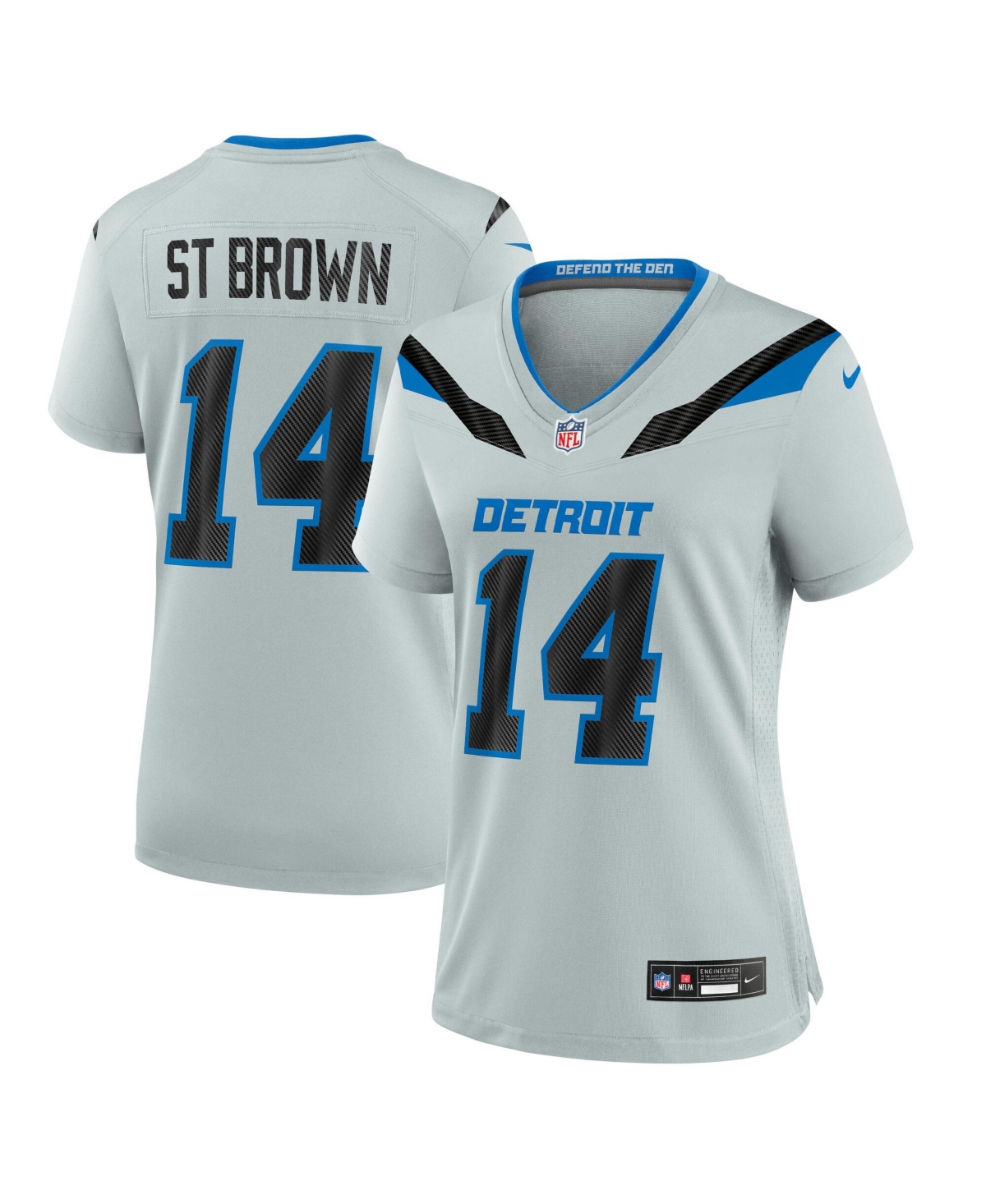 Nike Women's Amon-Ra St. Brown Silver Detroit Lions 2026 Rivalries Collection Game Jersey