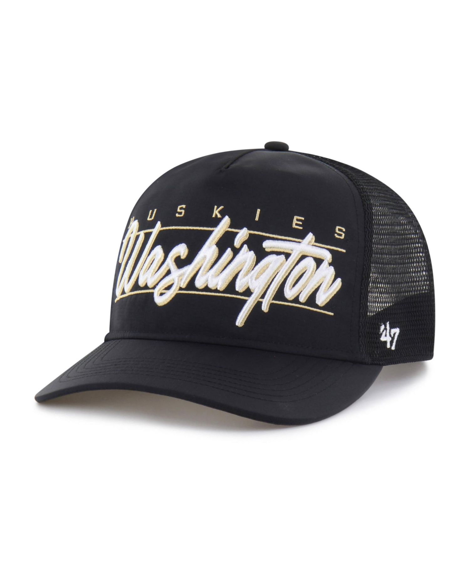 Men's and Women's '47 Black Washington Huskies brrr&deg; Condor Mesh Hitch Adjustable Hat