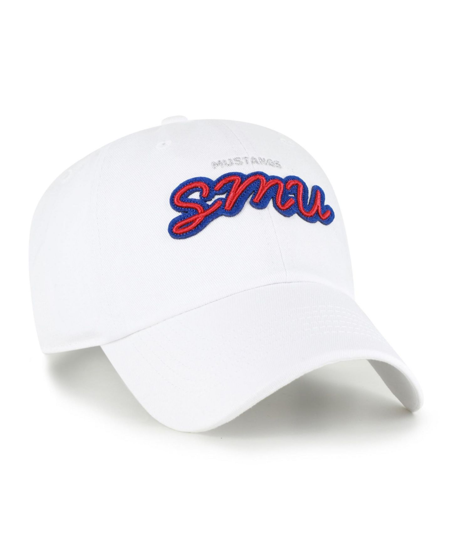 Женская кепка '47 Brand White SMU Mustangs Trendy Script Clean Up Adjustable Hat — фото 2