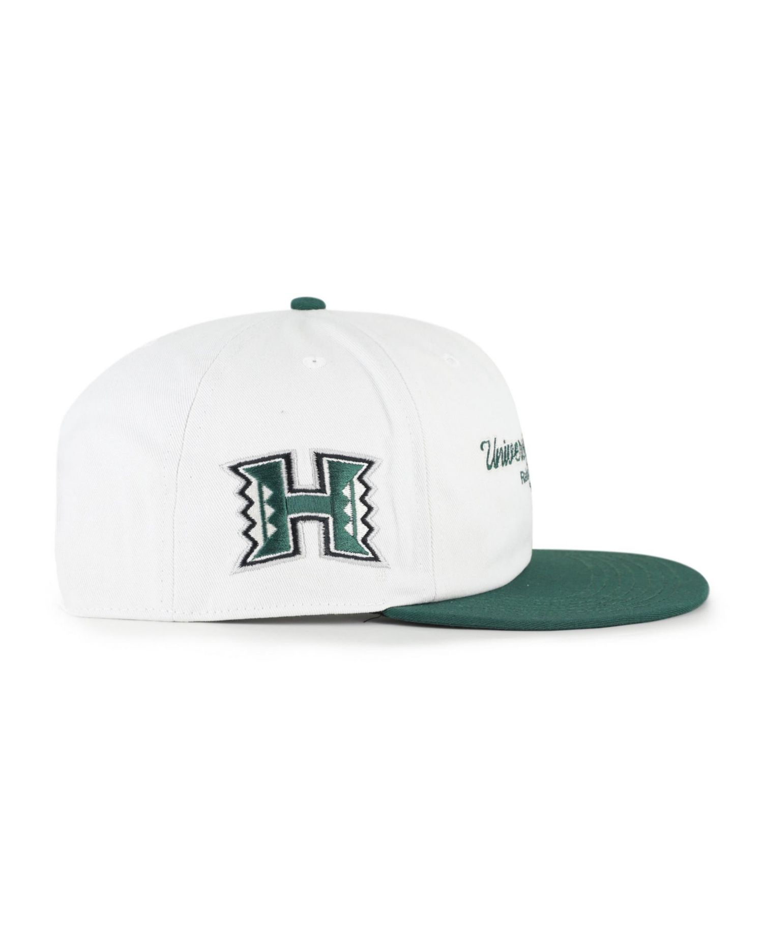 Men's '47 White/Green Hawaii Rainbow Warriors Script Stack Relaxed Captain Adjustable Hat
