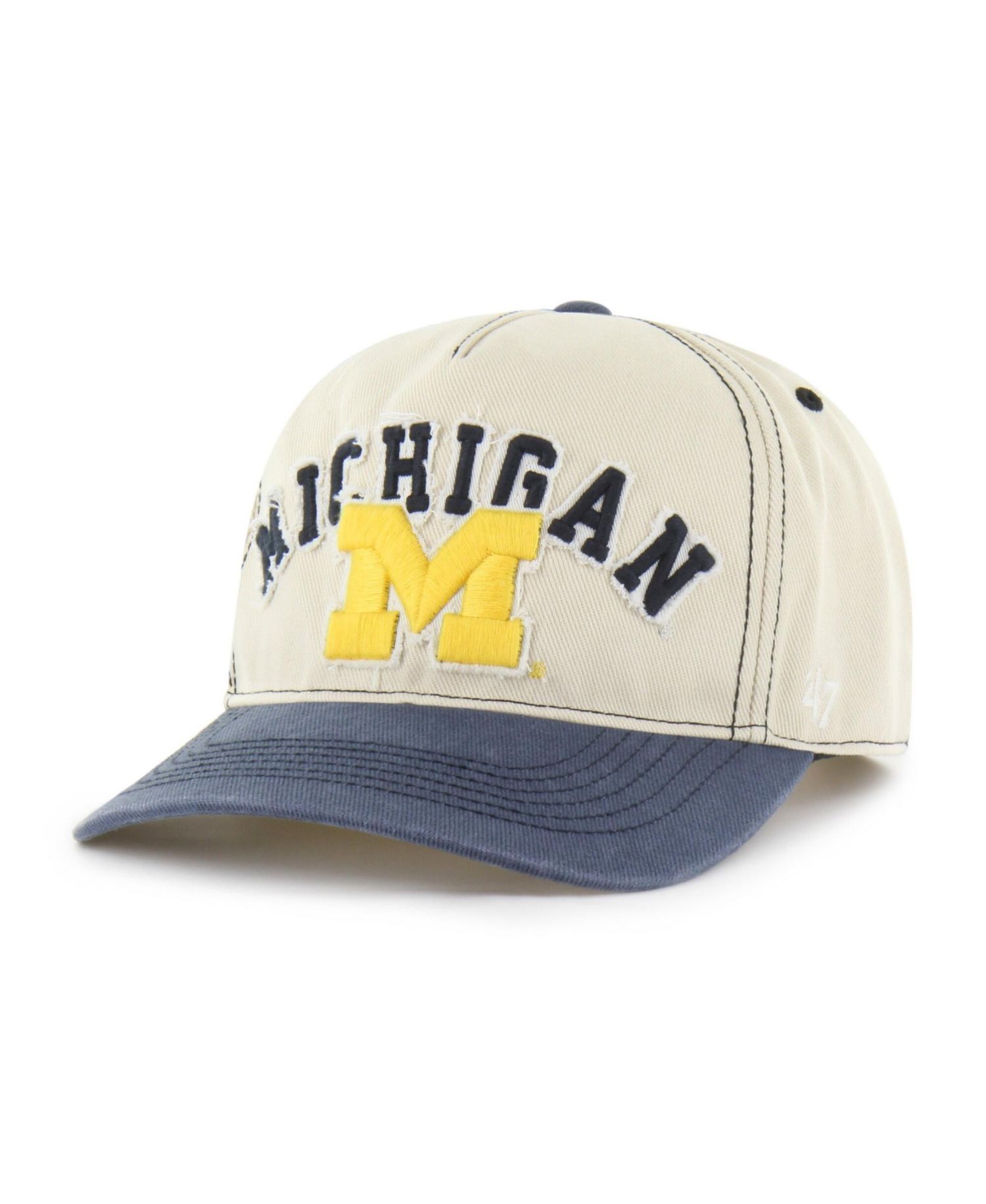 Men's and Women's '47 Tan/Navy Michigan Wolverines Well-Worn Calderwood Hitch Adjustable Hat