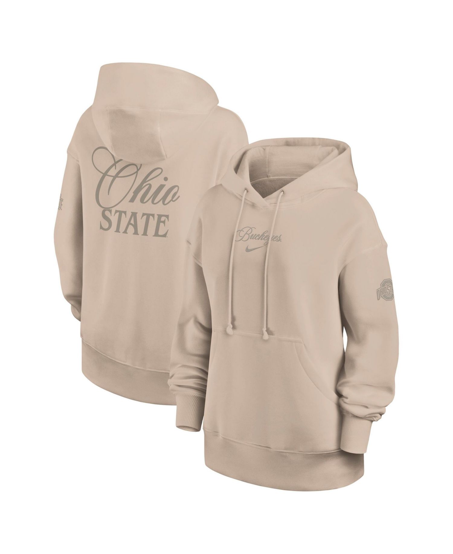 Women's Tan Ohio State Buckeyes Neutral Stance Phoenix Fleece Oversized Hoodie