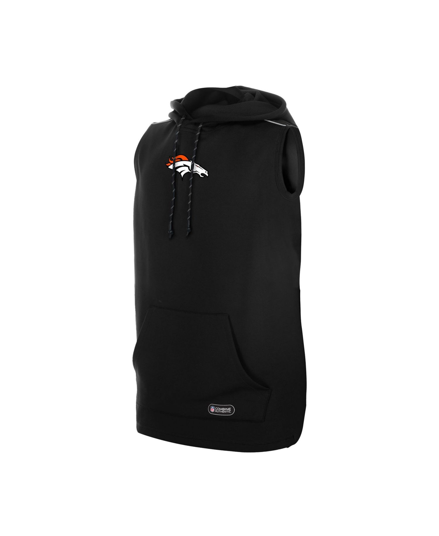 Men's Black Denver Broncos Combine Authentic Sleeveless Hoodie