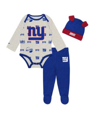 Baby Boys and Girls Heather Gray New York Giants Huddles & Giggles 3-Piece Pant and Hat Set