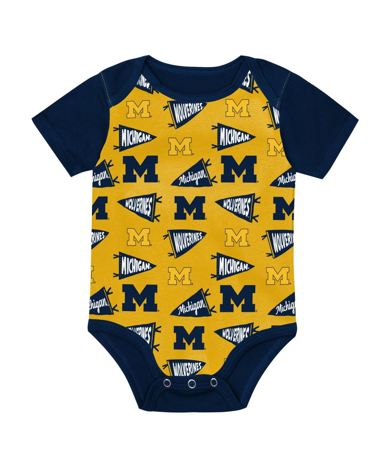 Baby Boys and Girls Navy Michigan Wolverines Star Player Three-Piece Bodysuit Set