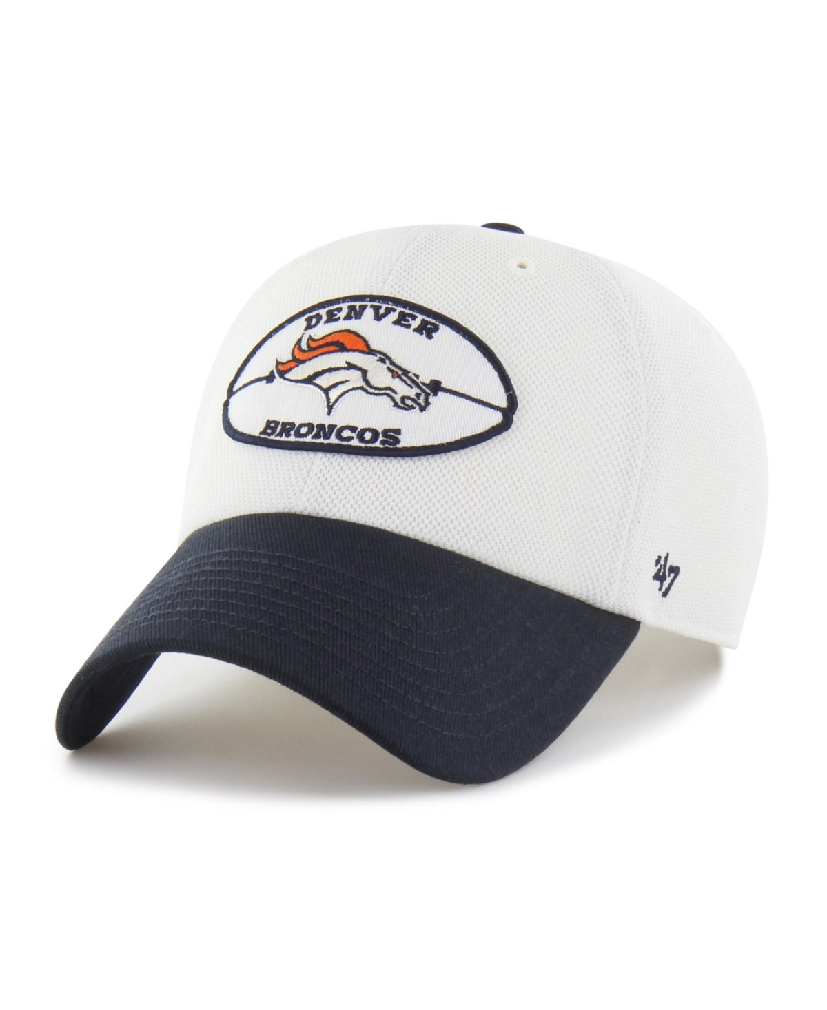 '47 Brand Men's Cream/Navy Denver Broncos Pique Patch Clean Up Adjustable Hat - Cream, Navy