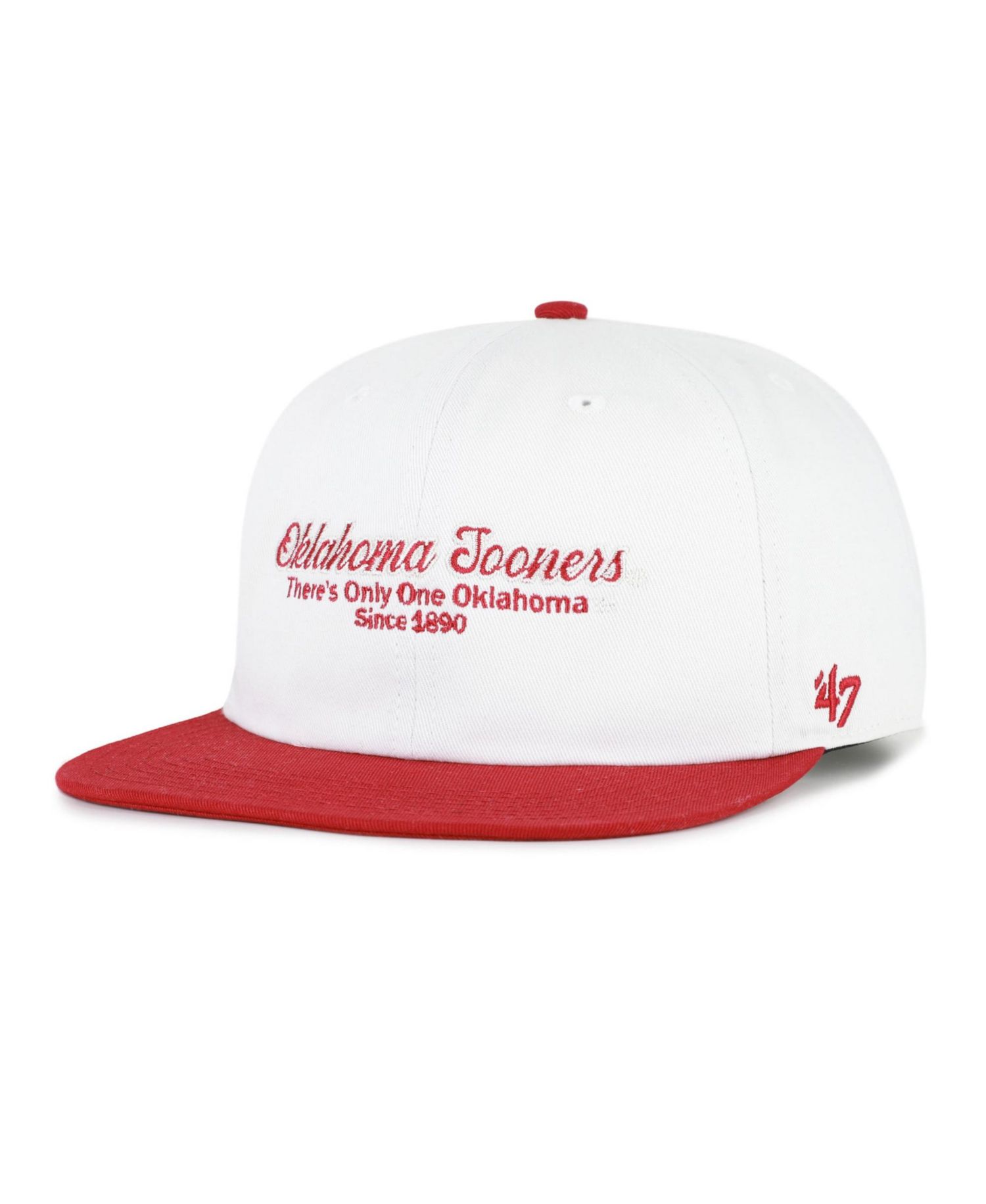 Men's '47 White/Crimson Oklahoma Sooners Script Stack Relaxed Captain Adjustable Hat