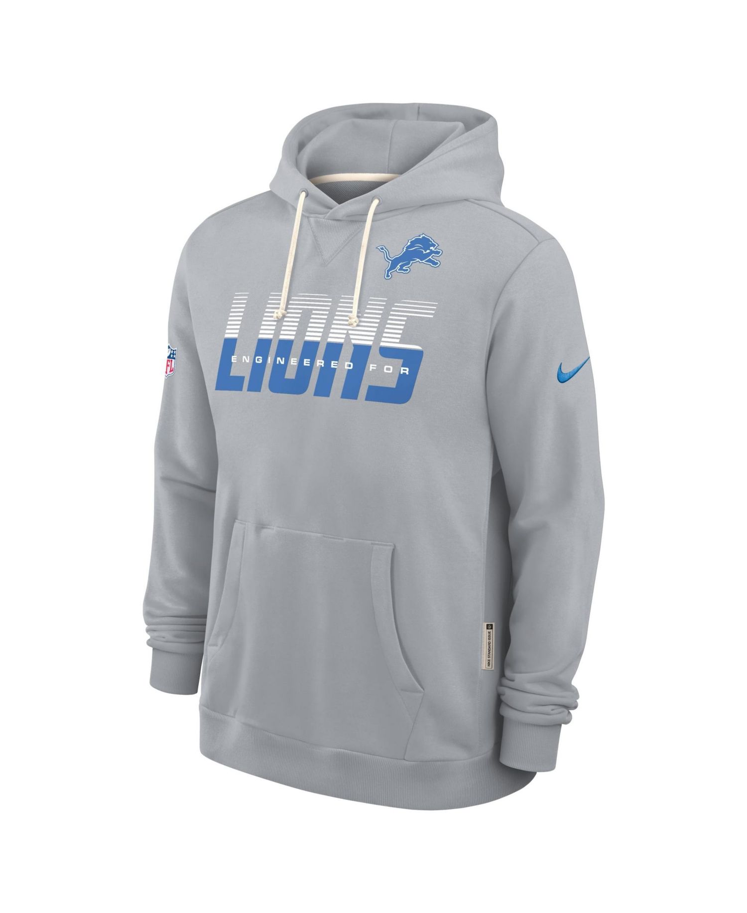 Men's Gray Detroit Lions Sideline Standard Issue Top Prospect Dri-FIT Hoodie