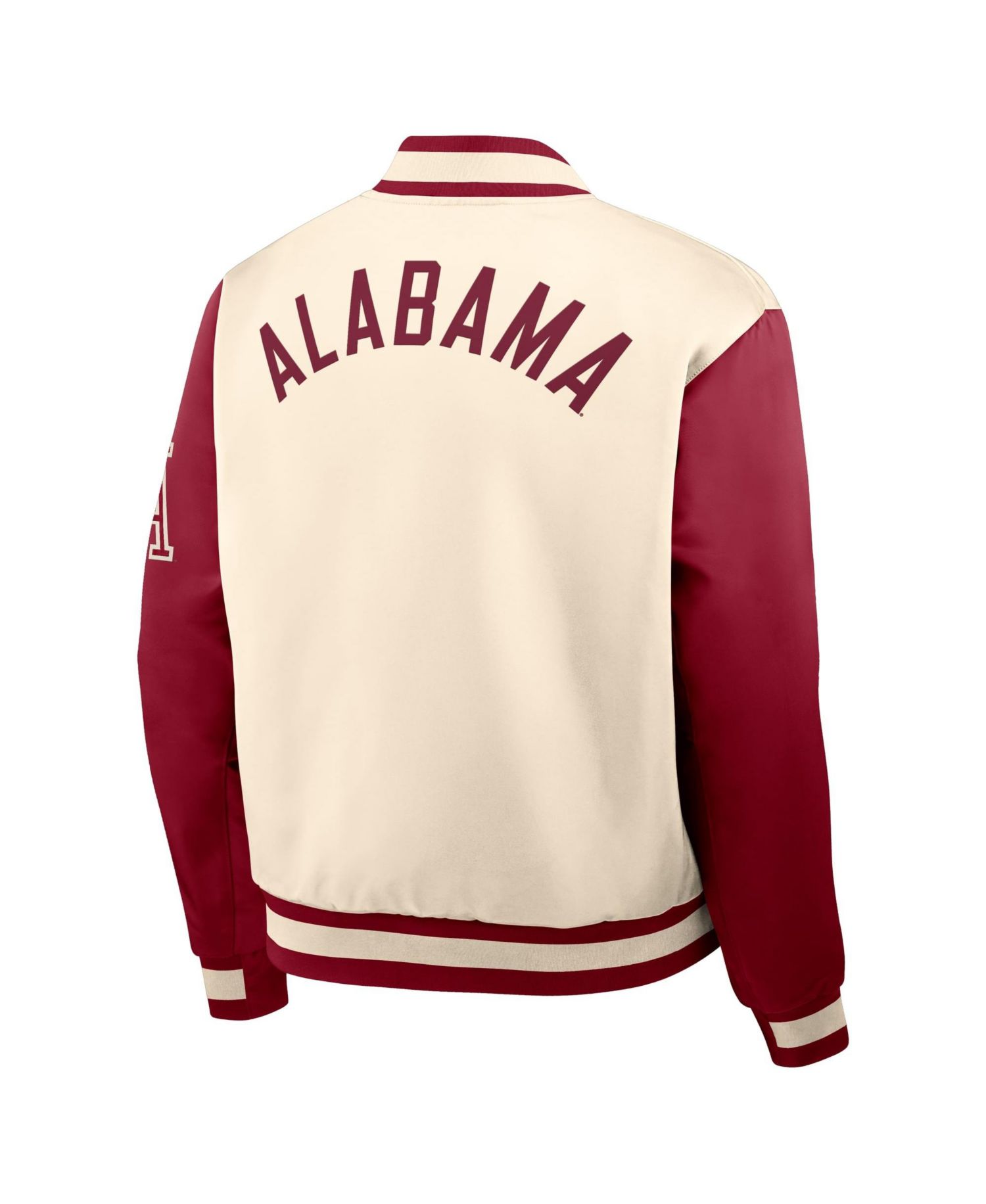 Men's Natural/Crimson Alabama Crimson Tide Legacy Full-Snap Bomber Jacket
