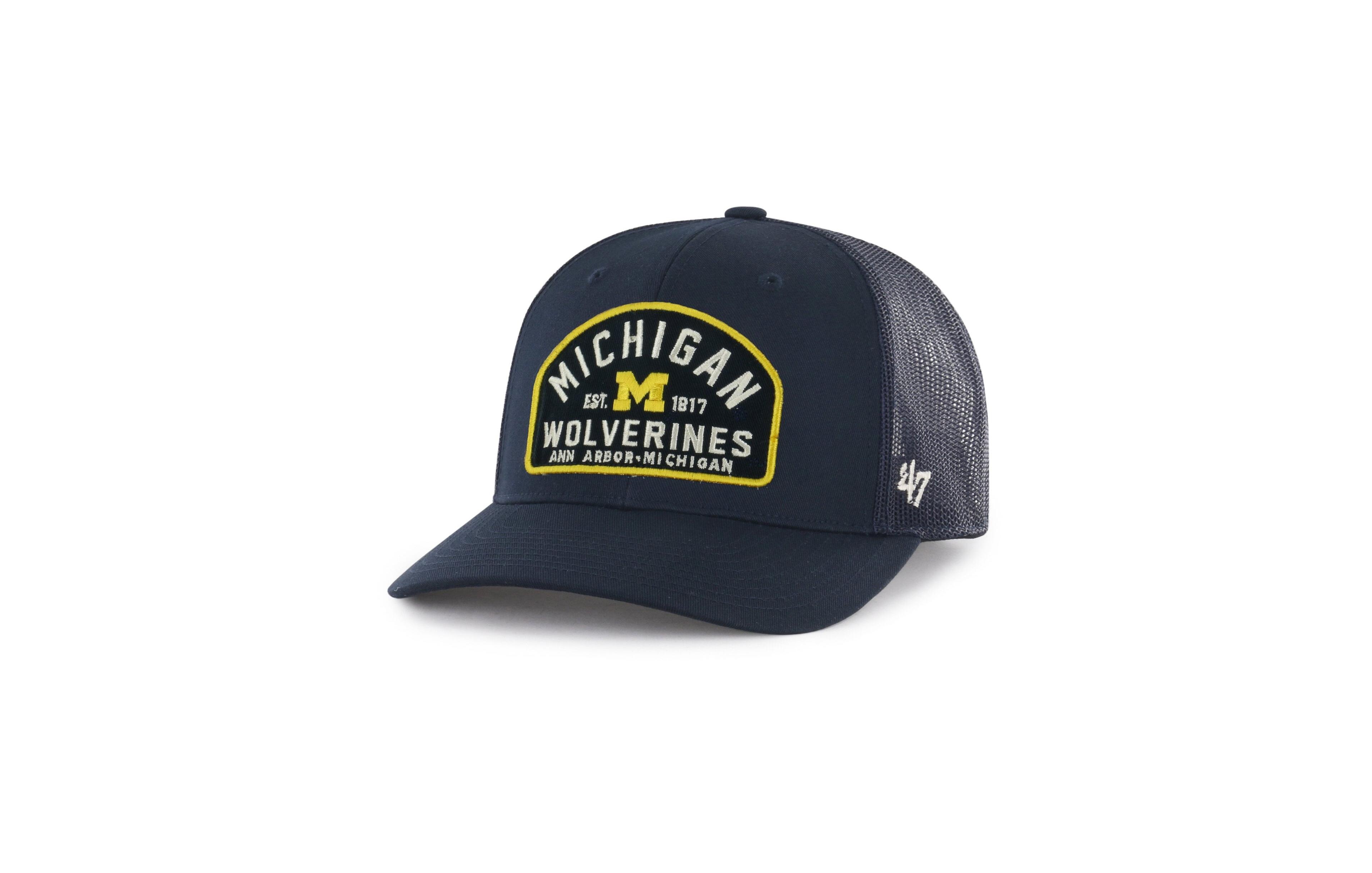 '47 Brand Men's Navy Michigan Wolverines Leland Trucker Adjustable Hat
