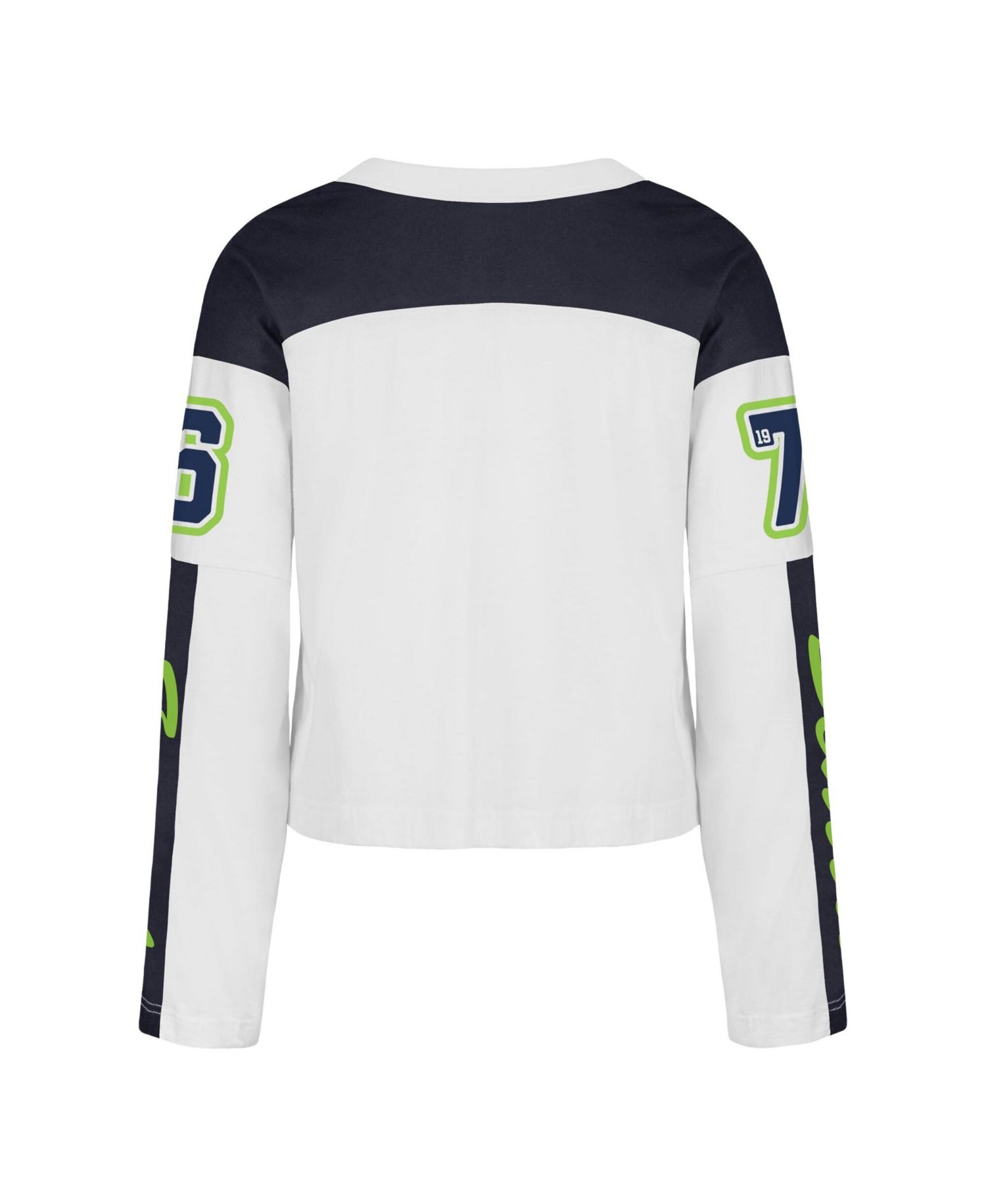 Women's '47 White Seattle Seahawks Exclamation Metro V-Neck Long Sleeve Jersey T-Shirt