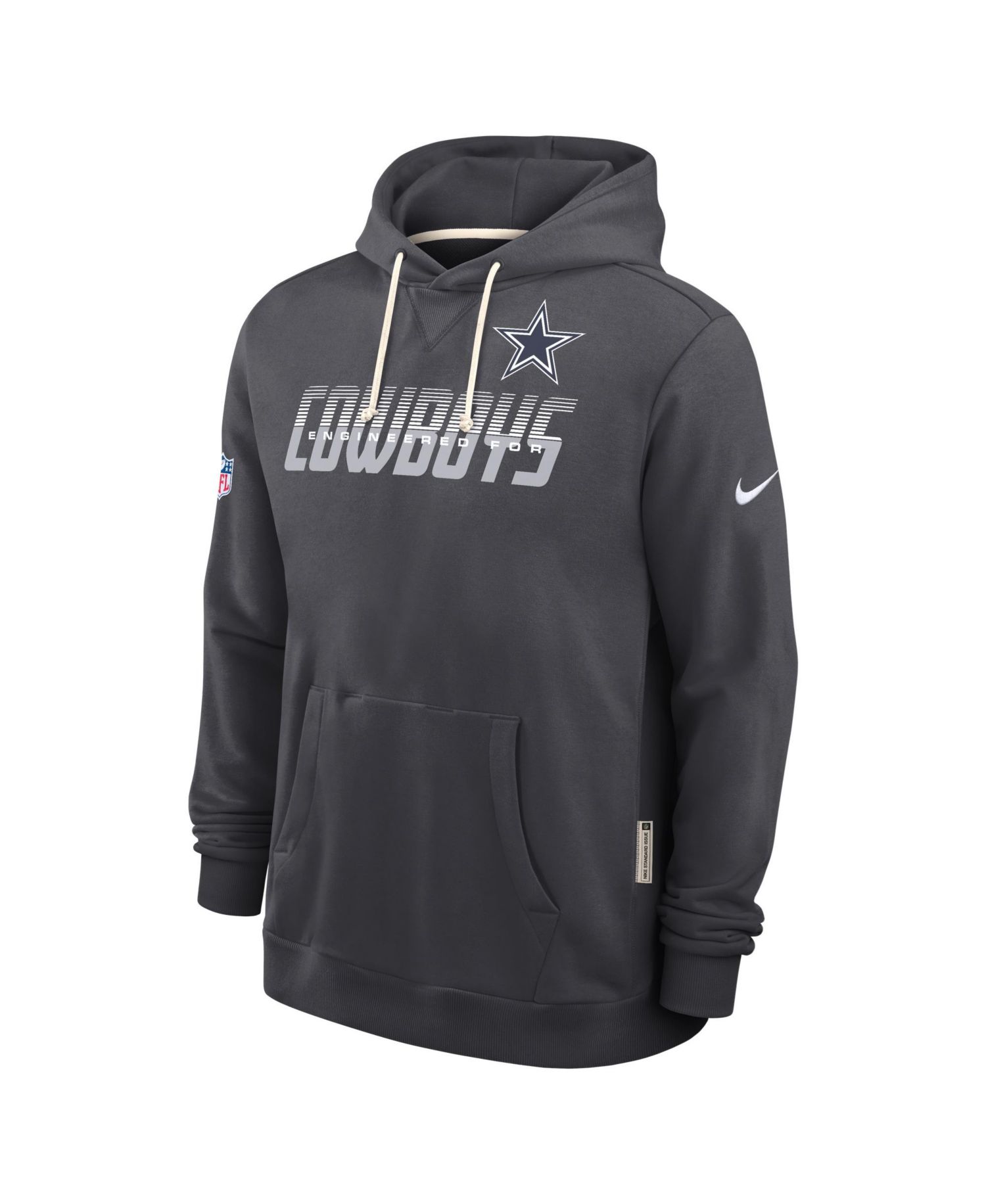 Men's Charcoal Dallas Cowboys Sideline Standard Issue Top Prospect Dri-FIT Hoodie