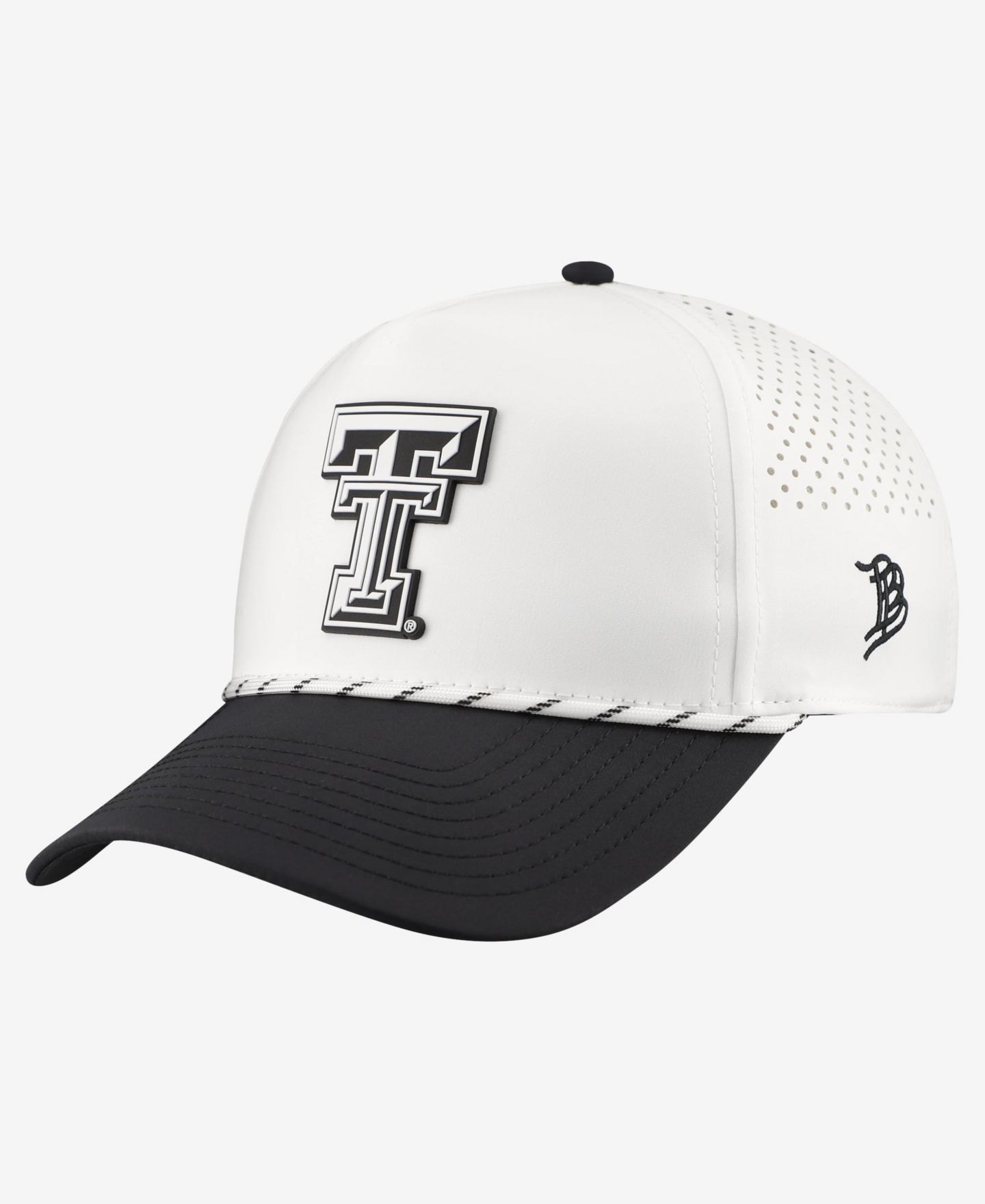 Мужской головной убор Branded Bills White/Black Texas Tech Red Raiders Classic Adjustable Rope Hat — фото 1