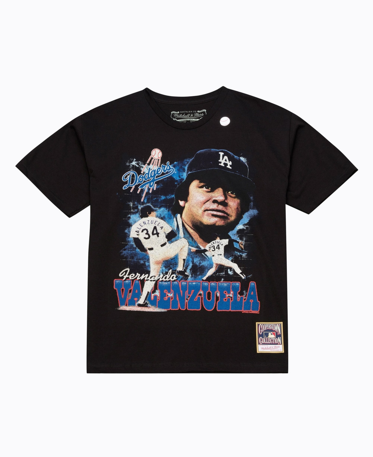 Mitchell & Ness Men's Fernando Valenzuela Black Los Angeles Dodgers Cooperstown Collection Big Tall Legendary Collage Player Graphic T