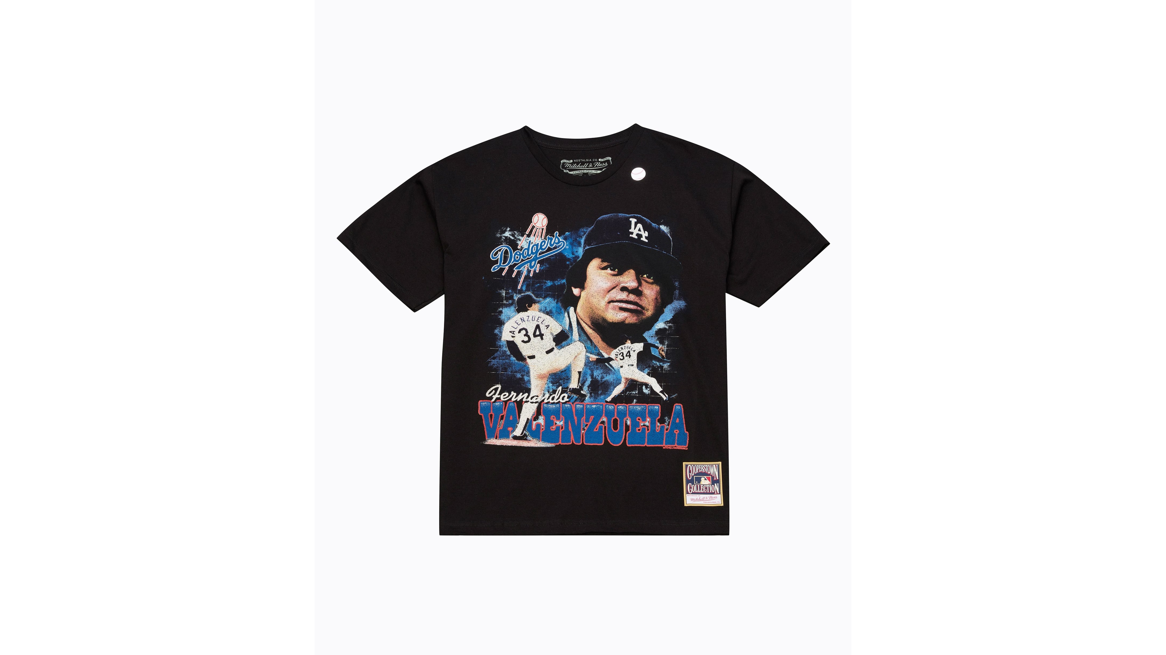 Mitchell & Ness Men's Mitchell Ness Fernando Valenzuela Black Los Angeles Dodgers Cooperstown Collection Big & Tall Legendary Collage Player Graphic T