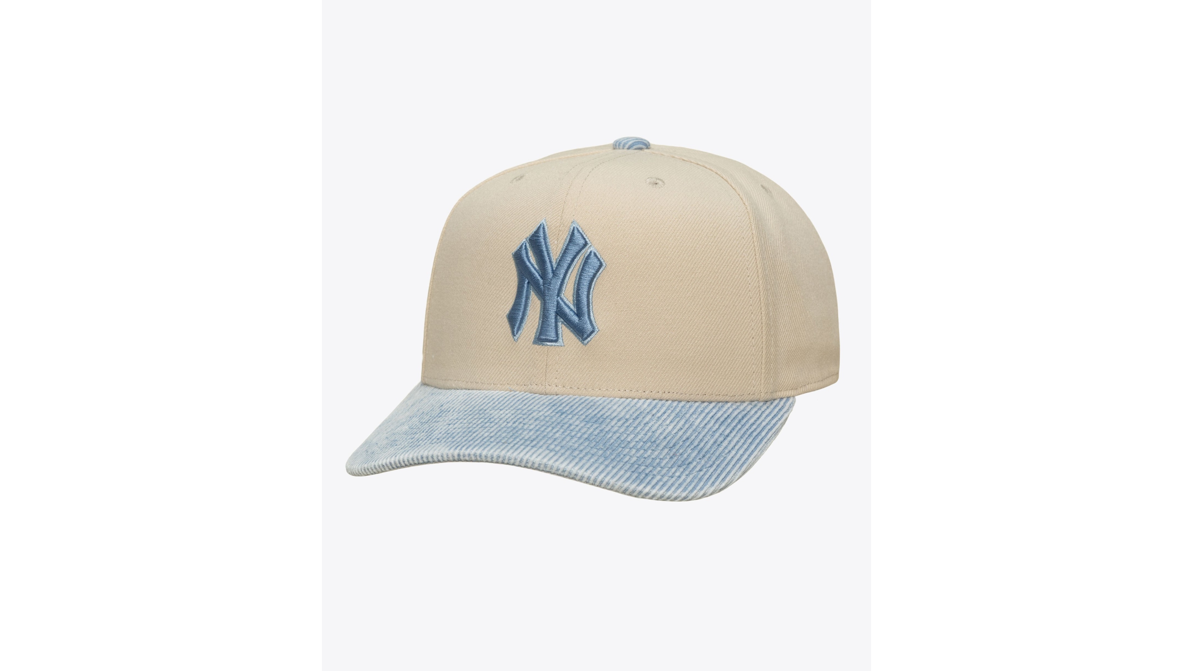 Mitchell & Ness Men's Mitchell Ness Cream/Light Blue New York Yankees Washed Corduroy Pro Crown Snapback Hat