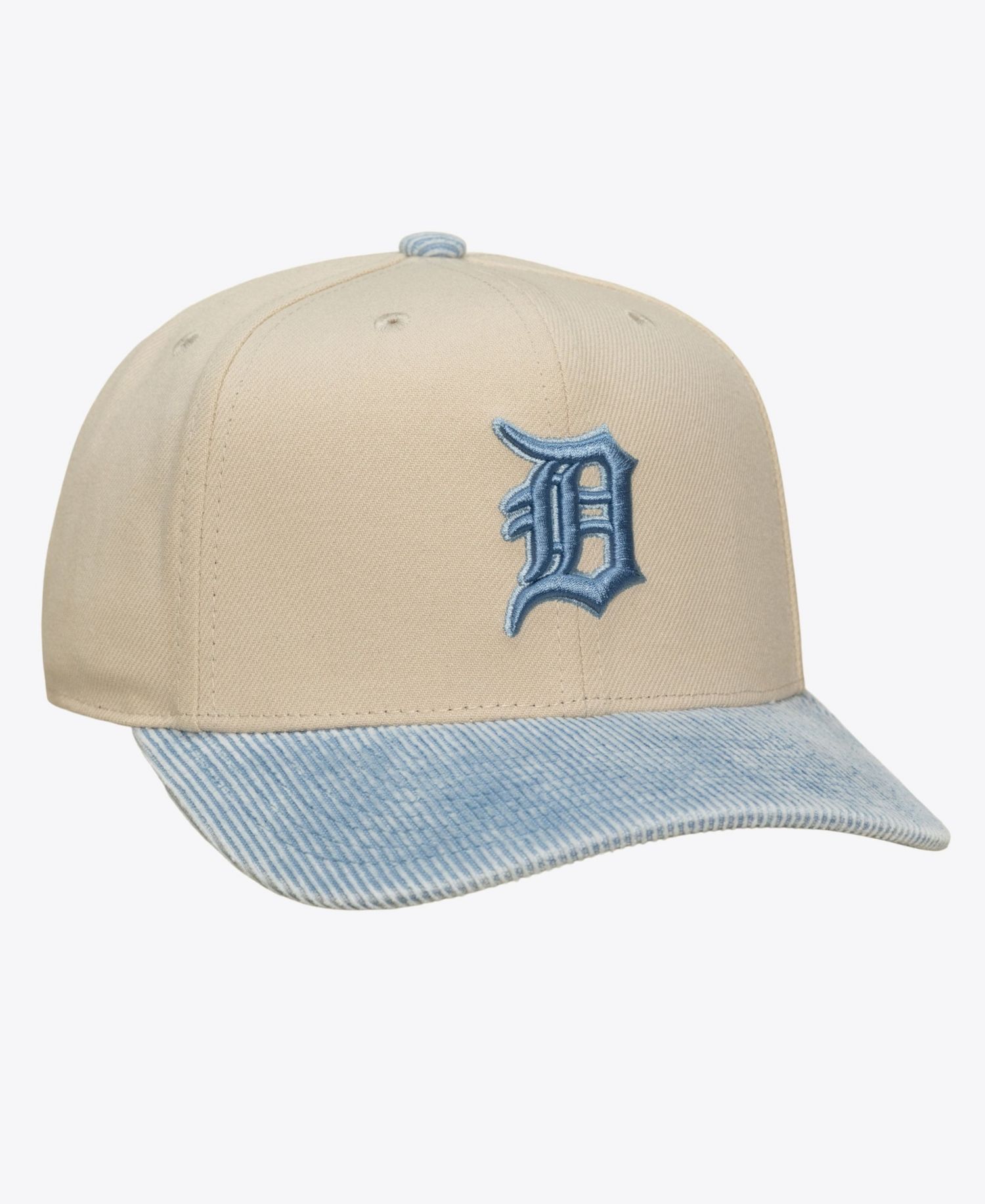Men's Cream/Light Blue Detroit Tigers Washed Corduroy Pro Crown Snapback Hat