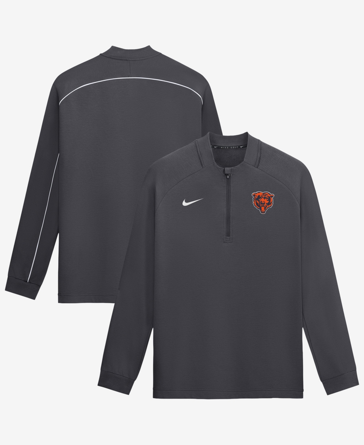 Nike Men's Anthracite Chicago Bears Par Raglan Tri-Blend Therma-fit Half-Zip Pullover