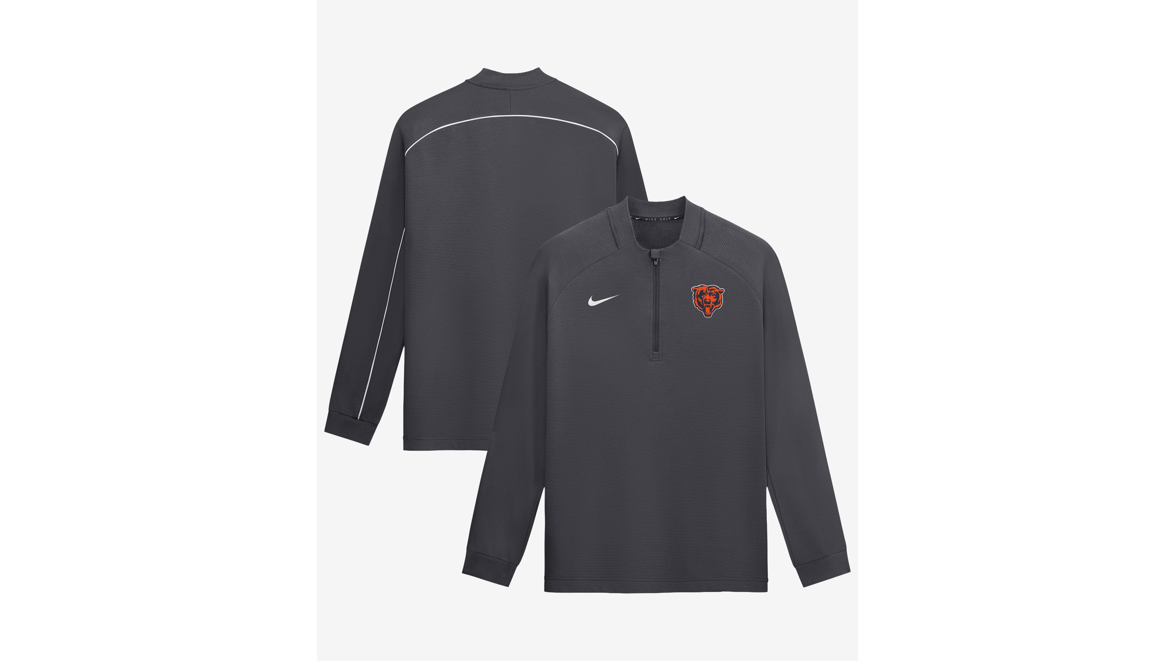 Nike Men's Anthracite Chicago Bears Par Raglan Tri-Blend Therma-fit Half-Zip Pullover