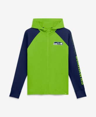 Women's Neon Green/College Navy Seattle Seahawks Cornerback Blitz&iquest; Raglan Full-Zip Hoodie