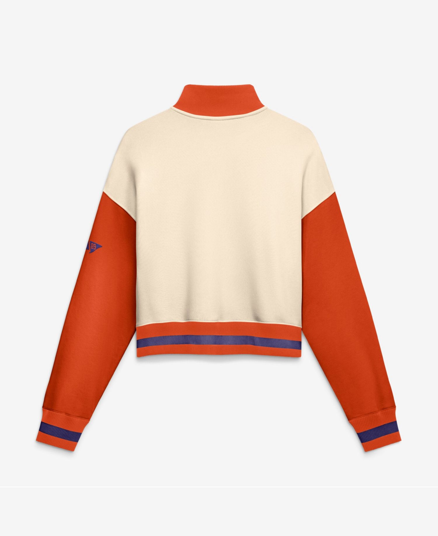 Women's Natural/Orange Clemson Tigers Oversized Legacy Color Block Cropped Quarter-Zip Pullover