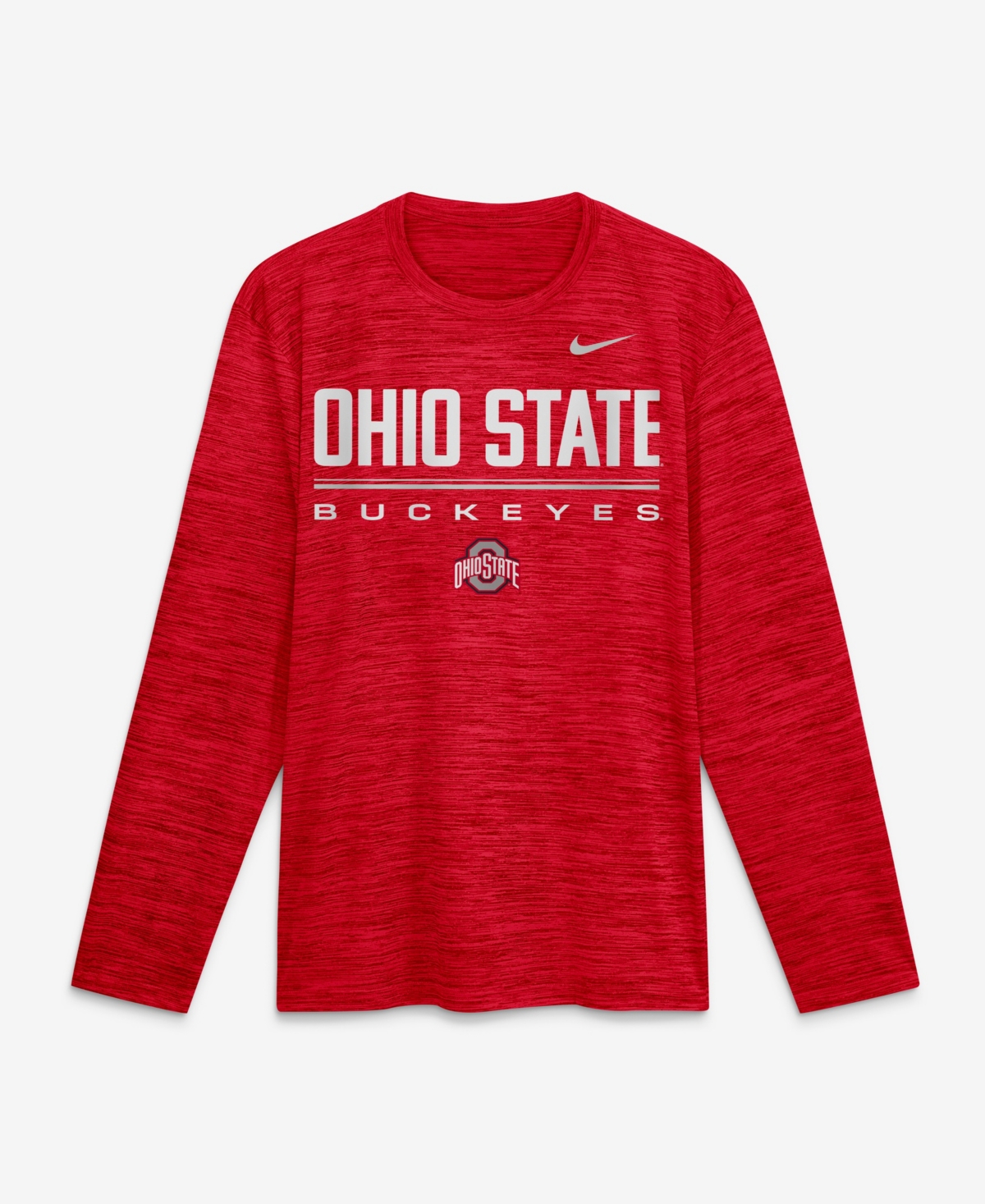 Nike Men's Scarlet Ohio State Buckeyes Sideline Velocity Dri-fit Long Sleeve T-Shirt