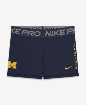 Women's Navy Michigan Wolverines Pro Dri-FIT Mid-Rise Shorts