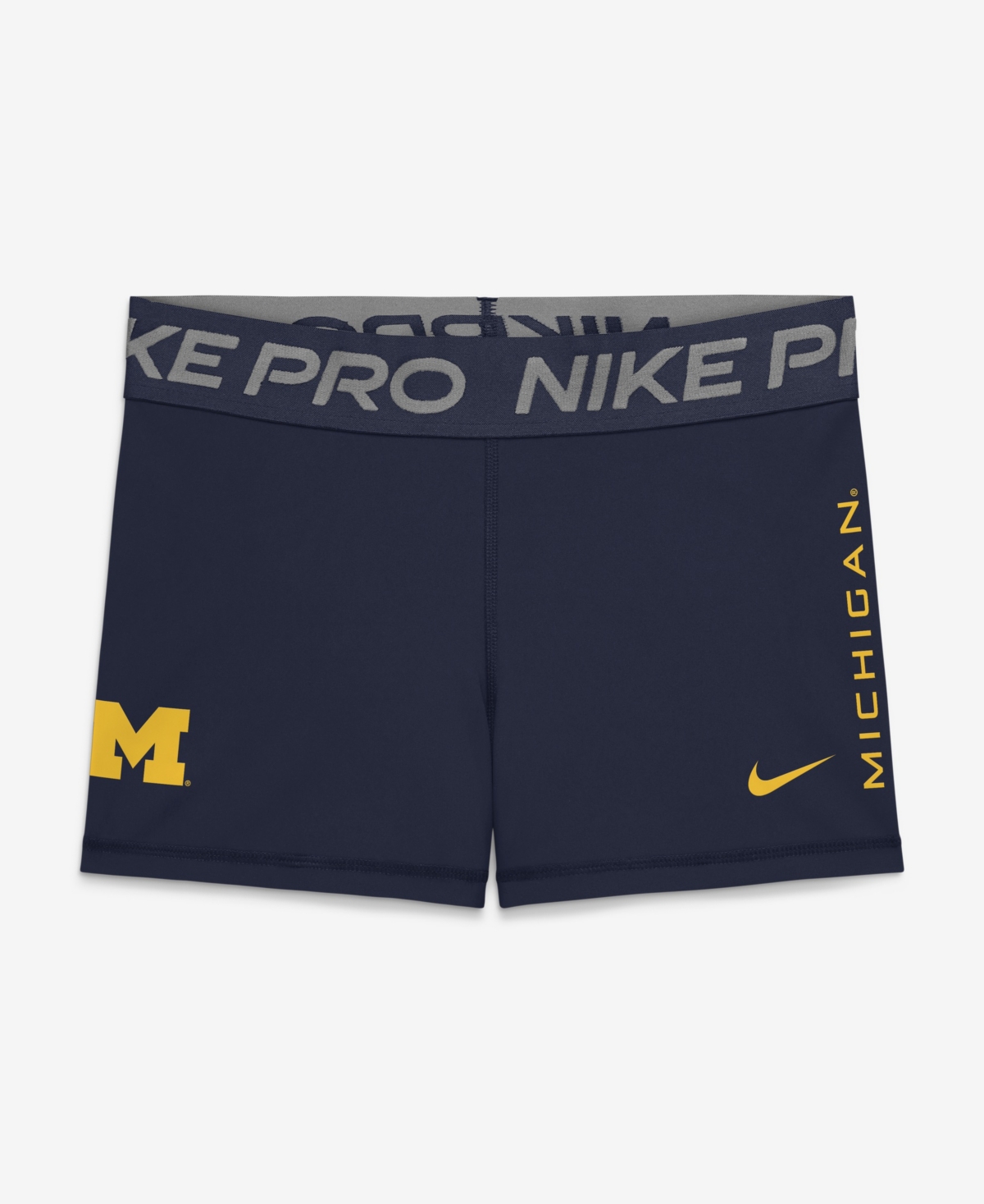 Nike Women's Navy Michigan Wolverines Pro Dri-fit Mid-Rise Shorts