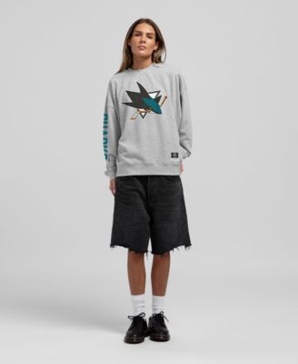 Women's Heather Gray San Jose Sharks Core 3-Hit Oversized Sweatshirt