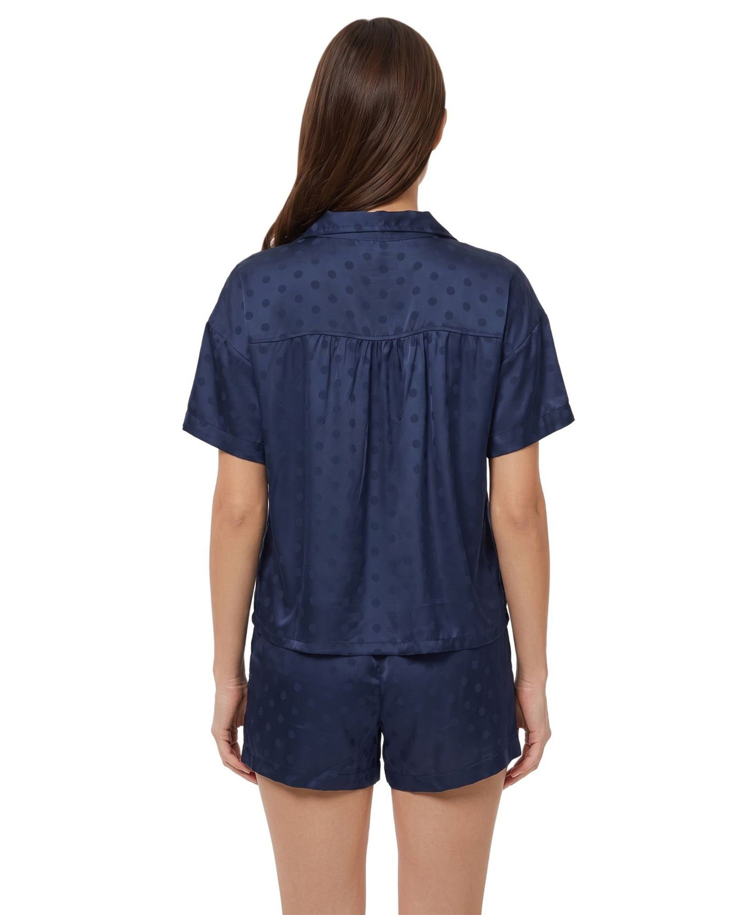 Women's Navy Chicago Bears Wink Dot Satin Jacquard Sleep Set