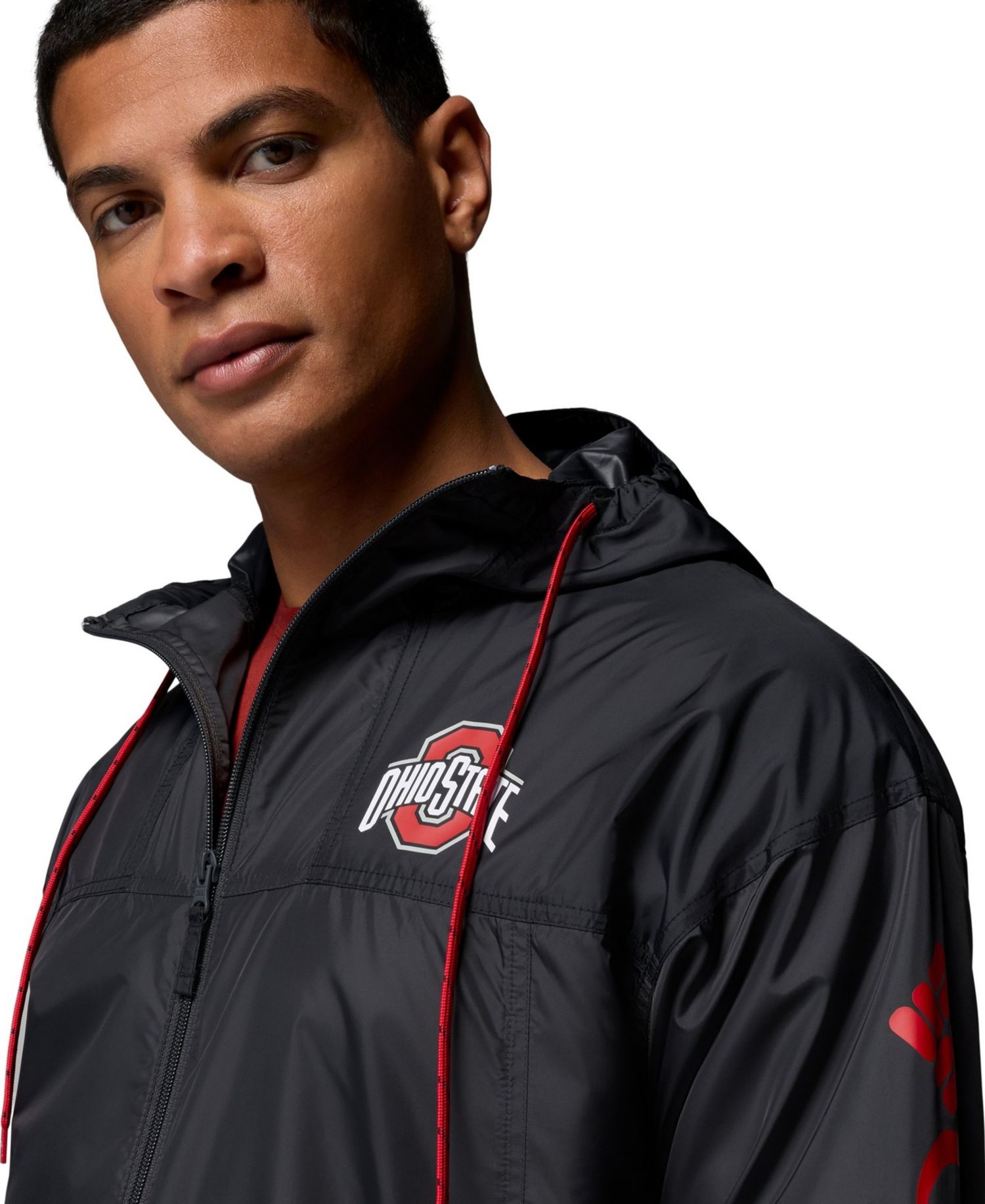 Men's Black Ohio State Buckeyes Flash Challenger II Full-Zip Hooded Windbreaker