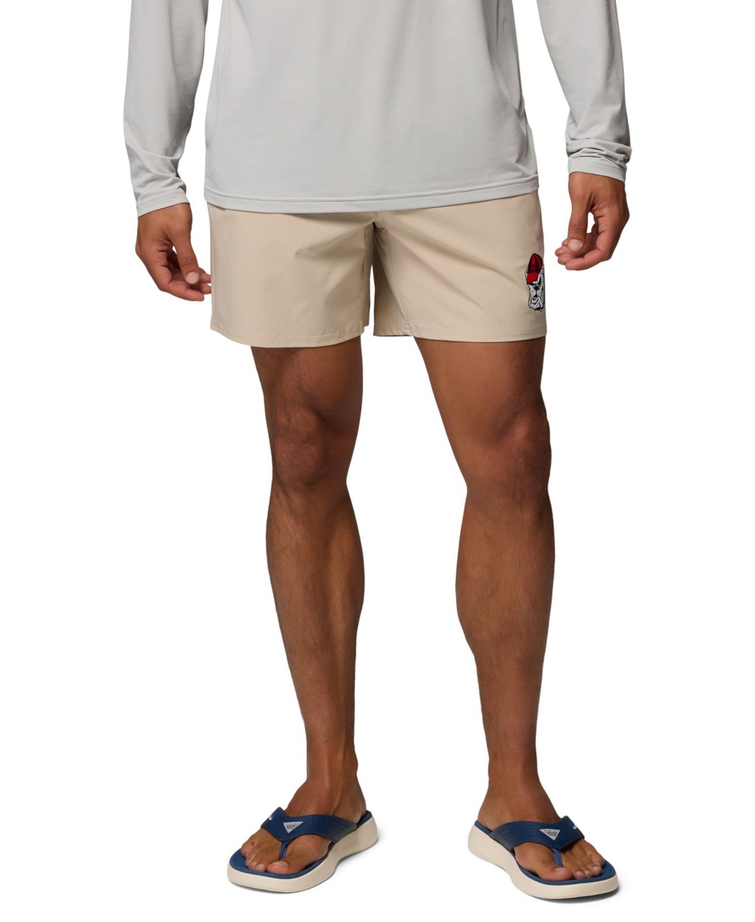 Men's Natural Georgia Bulldogs PFG Terminal Roamer™ Omni-Shade™ Stretch Shorts